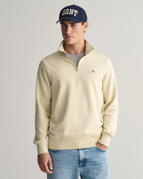 Gant Reg Shield Half Zip Sweat Top Burgundy